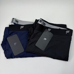 NEW Fabletics The Base Layer 3/4 Tights Mens XL Black Navy Blue Gym Yoga Workout